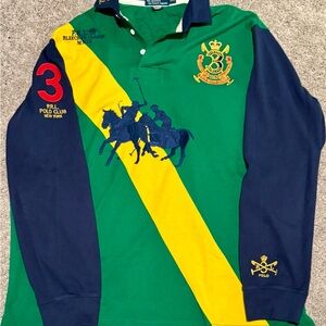 Ralph Lauren Green and Navy Polo with Yellow Accent